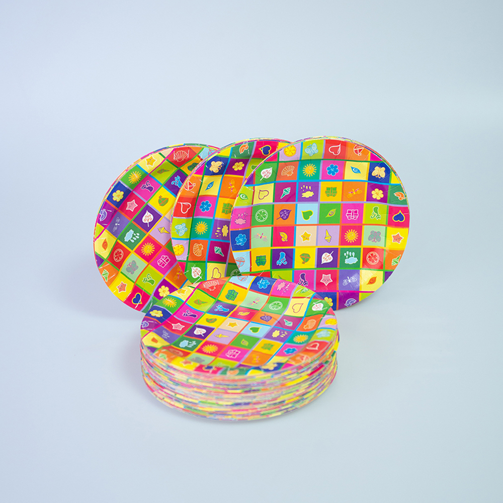 Тарелка одноразовая бумажная круглая диаметр 180 мм Детям 100 шт